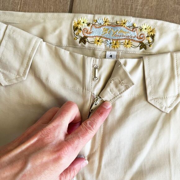 Biya Johnny Was Embroidered Flare Trousers Pants Size 4 Mid Rise Boho Hippie - Picture 8 of 12